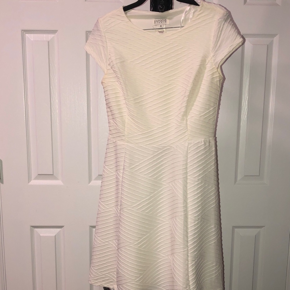 Enfocus Studio Cream Textured Mini Dress, Size 10
